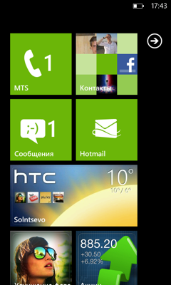 Обзор HTC Titan. Скриншоты. Основной экран