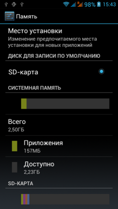Обзор Jiayu G3. Скриншоты. Информация о памяти