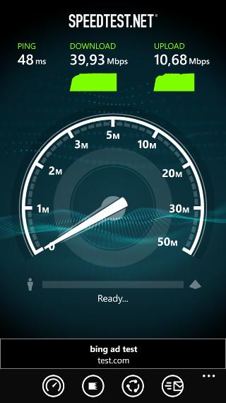 Скорость работы Nokia Lumia 1520 в сети LTE