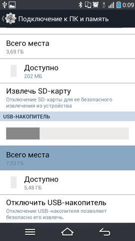 Обзор Pantech Vega Iron. Скриншоты. USB Host