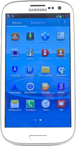 Лицевая панель коммуникатора Обзор Samsung Galaxy S 3. Лицевая панель коммуникатора