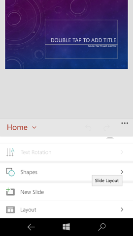 Предварительный обзор Windows 10 Mobile. Скриншоты. PowerPoint