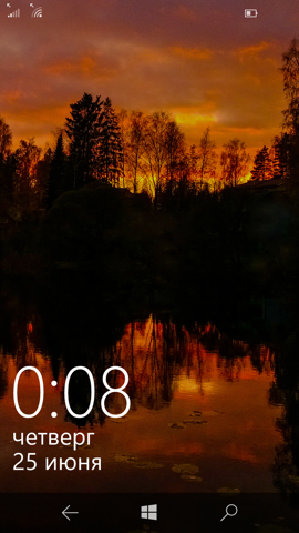 Предварительный обзор Windows 10 Mobile. Скриншоты. Экран разлочки