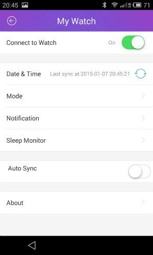 Скриншот приложения inHealth для часов inWatch Pi