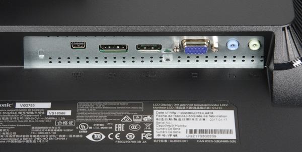 ЖК-монитор ViewSonic VG2753, разъемы