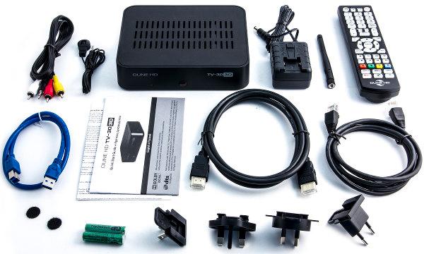 Комплект поставки плеера Dune HD TV-303D Комплект поставки плеера Dune HD TV-303D