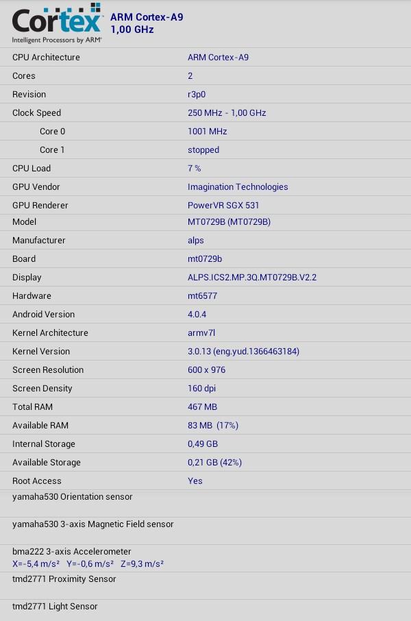 Характеристики планшета 3Q Q-Pad MT0729B