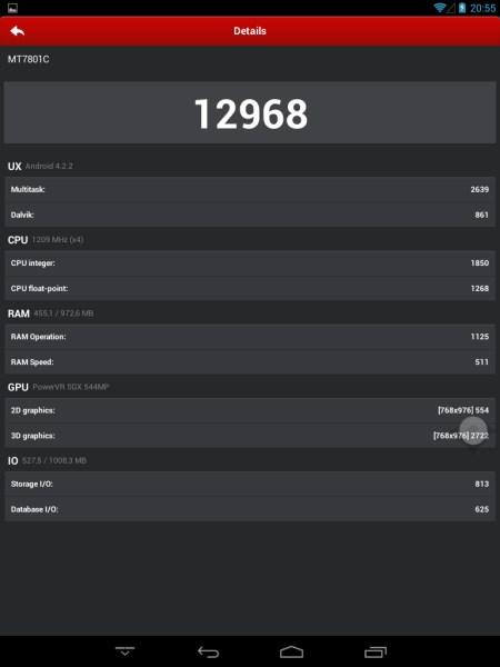 Производительность планшета 3Q Surf MT7801C