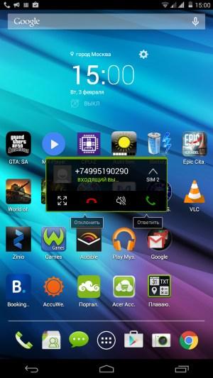 Операционная система Acer Iconia Talk S