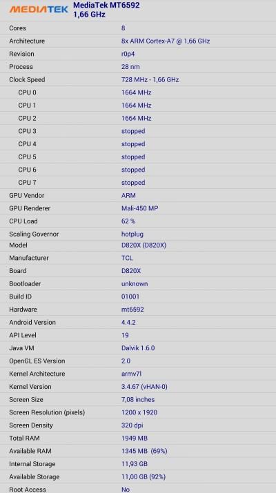 Характеристики планшета Alcatel OneTouch Hero 8
