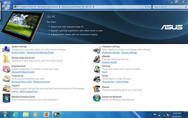 Утилита ASUS на ASUS Eee Slate