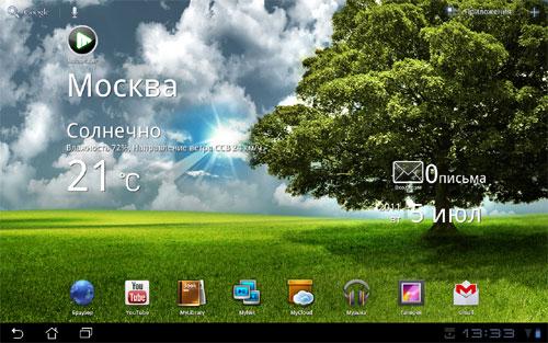 Планшет Asus Eee Pad Transformer работает на базе ОС Android 3.1