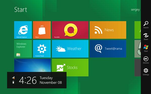 Интерфейс Metro в Windows 8 на планшете MSI WindPad 110W