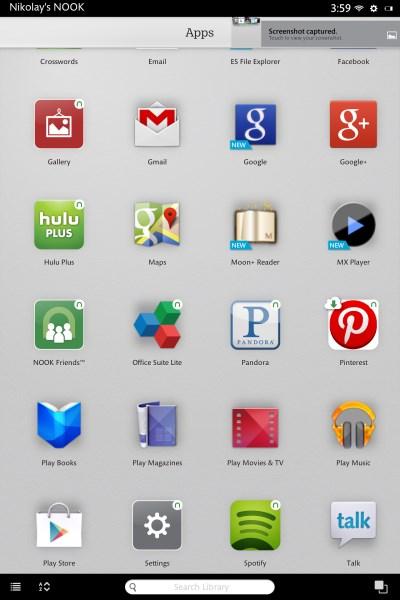 Android 4.1 на планшете Nook HD+
