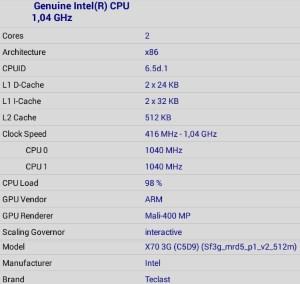 Операционная система планшета Teclast X70 3G