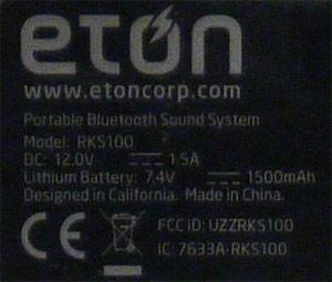 Eton Rukus Solar: электропараметры