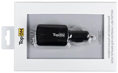 Универсальный автомобильный блок питания для ноутбука с USB-портом TopON U90WCC