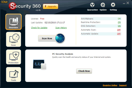 Интерфейс IObit Security 360