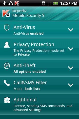 Kaspersky Mobile Security 9 на мобильных устройствах