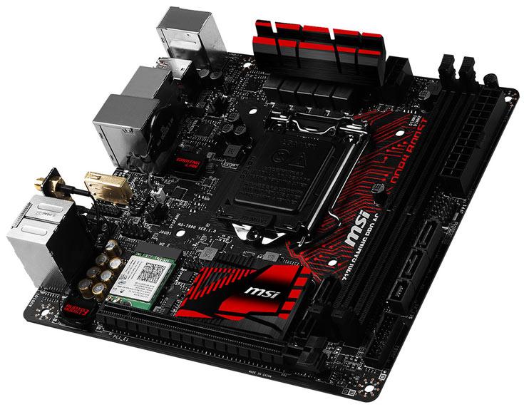 Оснащение платы MSI Z170I Gaming Pro AC включает видеовыходы шесть портов USB 3.0