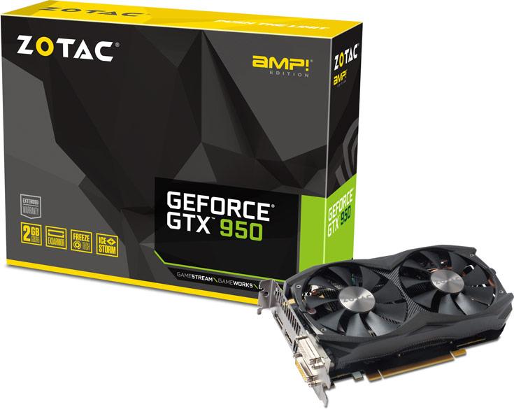 Одновременно представлены модели Zotac GeForce GTX 950 (ZT-90601-10L) и Zotac GeForce GTX 950 OC (ZT-90602-10M)
