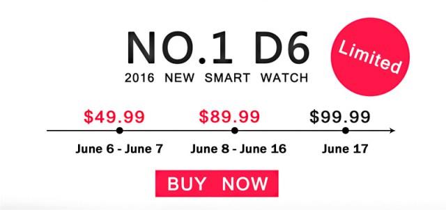 Умные часы No.1 D6 поступят в продажу в середине июня