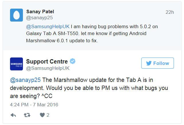 Samsung планирует выпустить обновление Android Marshmallow для планшетов Galaxy Tab A