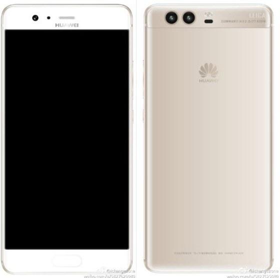  Изображение Huawei P10 Plus в золотом цвете демонстрирует смартфон с изогнутым дисплеем