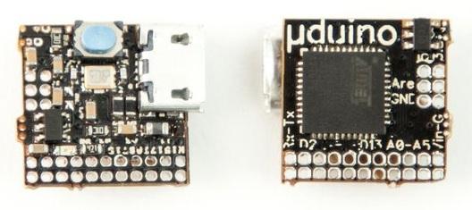 Плата µduino представляет из себя квадрат габаритами 12х12 мм