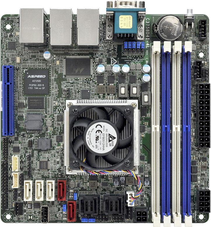 Системная плата ASRock C3758D4I-4L оснащена 13 портами SATA 6 Гбит/с и пятью портами Gigabit Ethernet, фото 2