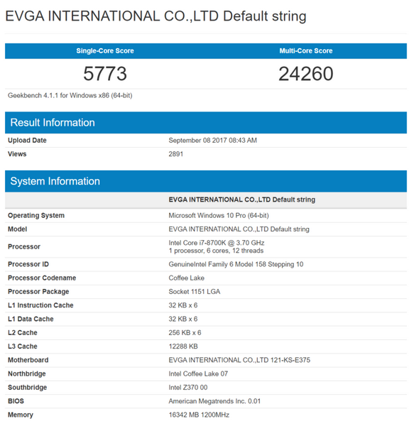 Появились первые тесты Core i7-8700K