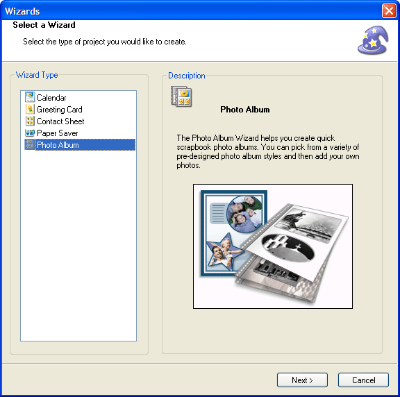 Помощник создания проектов ACD FotoSlate 4 Photo Print Studio
