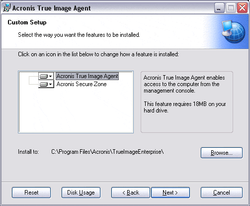 Установка Acronis True Image Agent