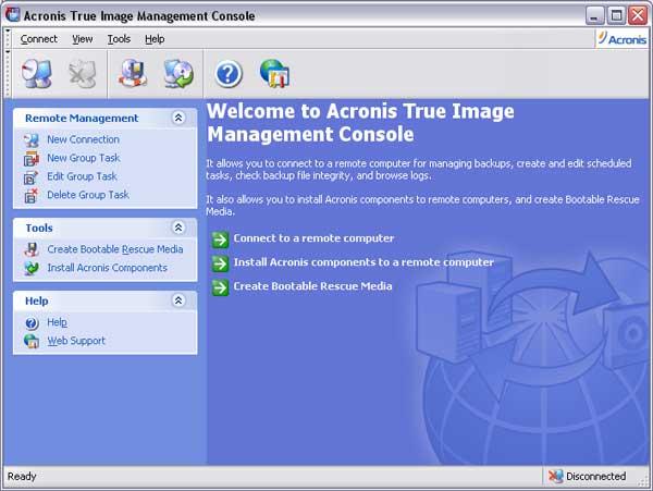 Acronis True Image Management Console