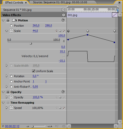 Управление эффектами показа слайдов в Adobe Premiere CS3