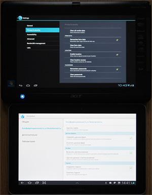 настройки браузера в Android 4.0 и 3.0