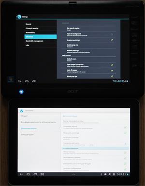 настройки браузера в Android 4.0 и 3.0