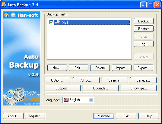 Рабочее окно Auto Backup