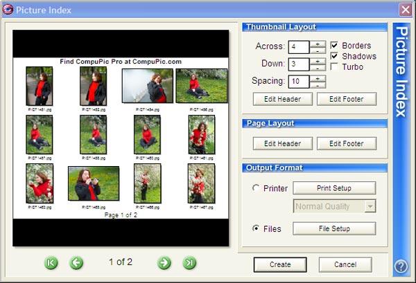 Индексная печать в CompuPic Pro