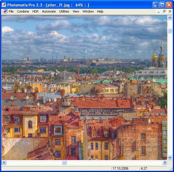 Рабочее окно Photomatix