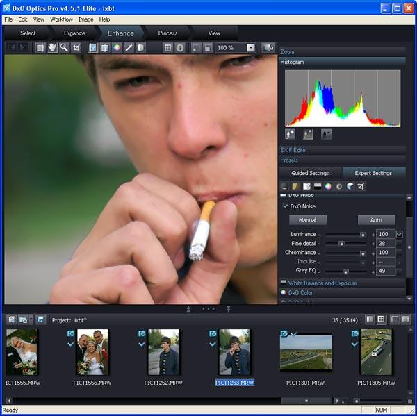 Удаление шума с фотографии в DxO Optics