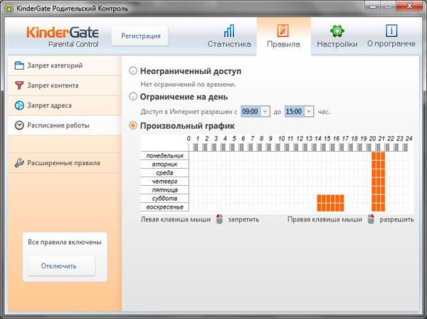 Ввод графика работы в Интернете