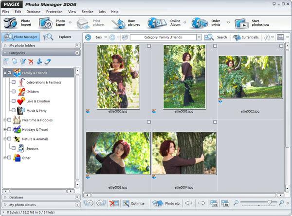 Систематизация фотографий по категориям в Magix Photo Manager 2006 deLuxe