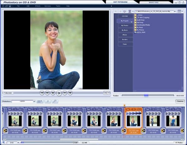 Рабочее окно PhotoStory on CD & DVD