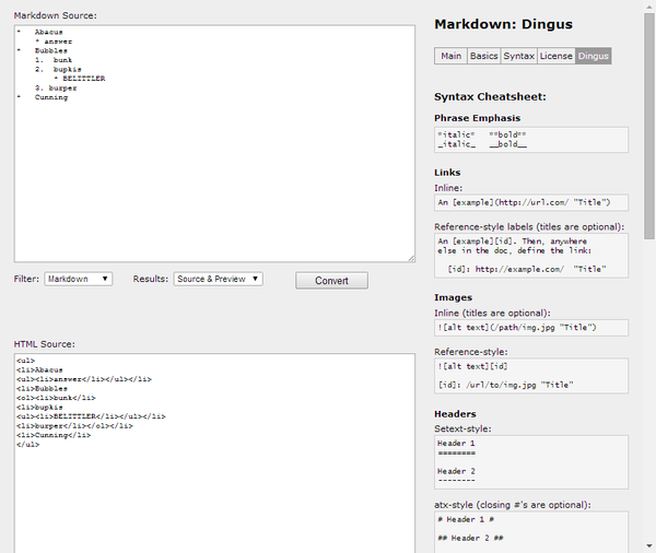 Markdown: Dingus