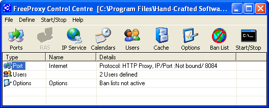Рабочее окно Freeproxy