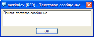Текстовое сообщение, отправленное из Radmin Viewer