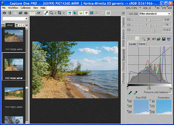 Рабочее окно Capture One PRO