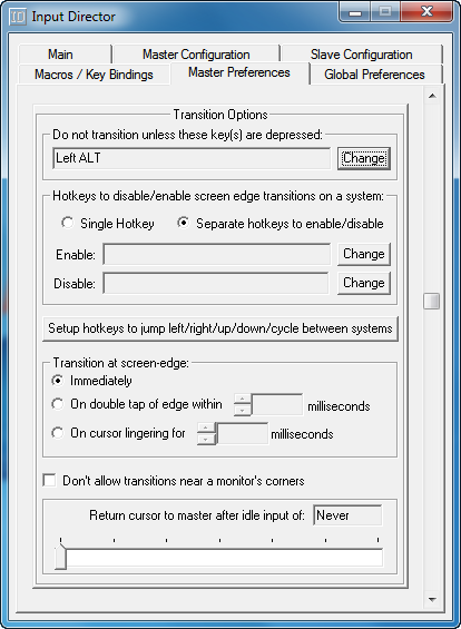 Вкладка Master Preferences содержит огромное число настроек