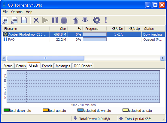 Главное окно G3 Torrent